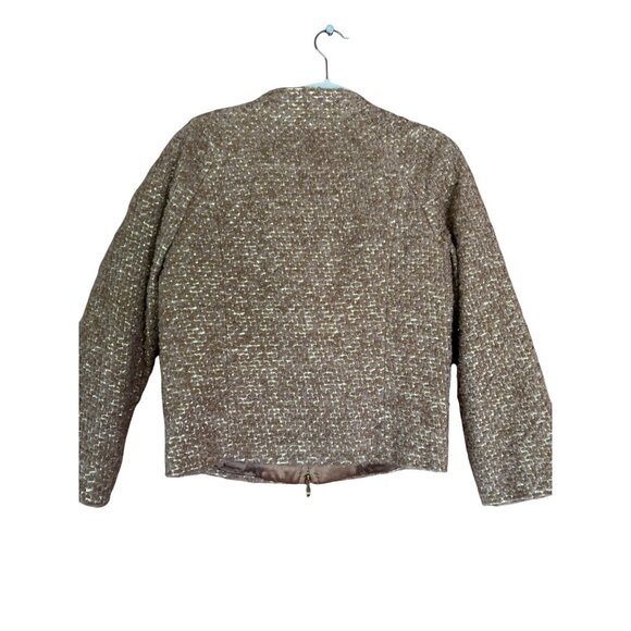 Escada Vintage Womens Tweed Jacket  Zip-Up Made In Germany Brown & Cream - Picture 3 of 16
